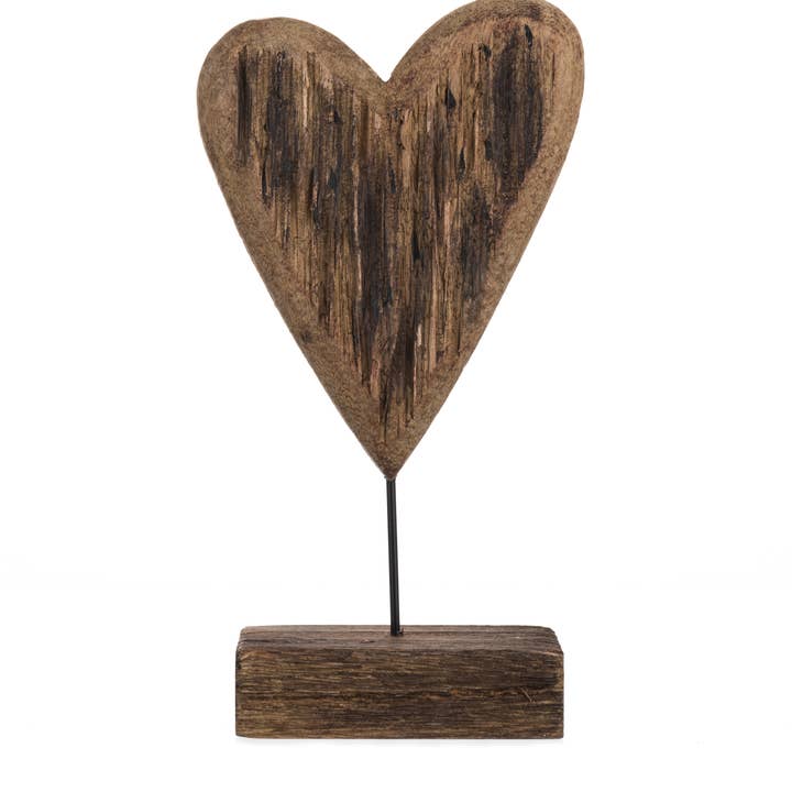 Shoeless Joe Ltd - Wholesale Decorative Tabletop Object - Large Heart Driftwood Block0