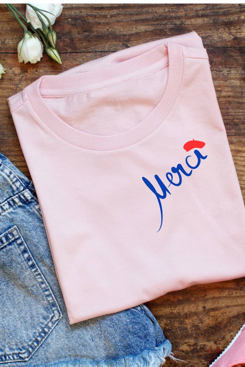 Inked Threads - Wholesale T-Shirt (Graphic) - Women's - Merci Graphic T Shirt | French Tee | Paris France | Vacation