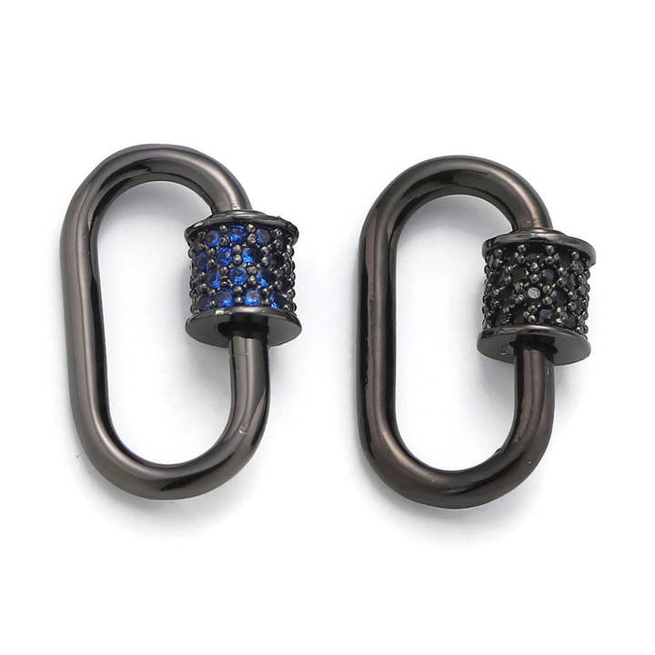 Black Paperclip Carabiner, Circle Screw Clasp with Black or for wholesale by Aim Eternal