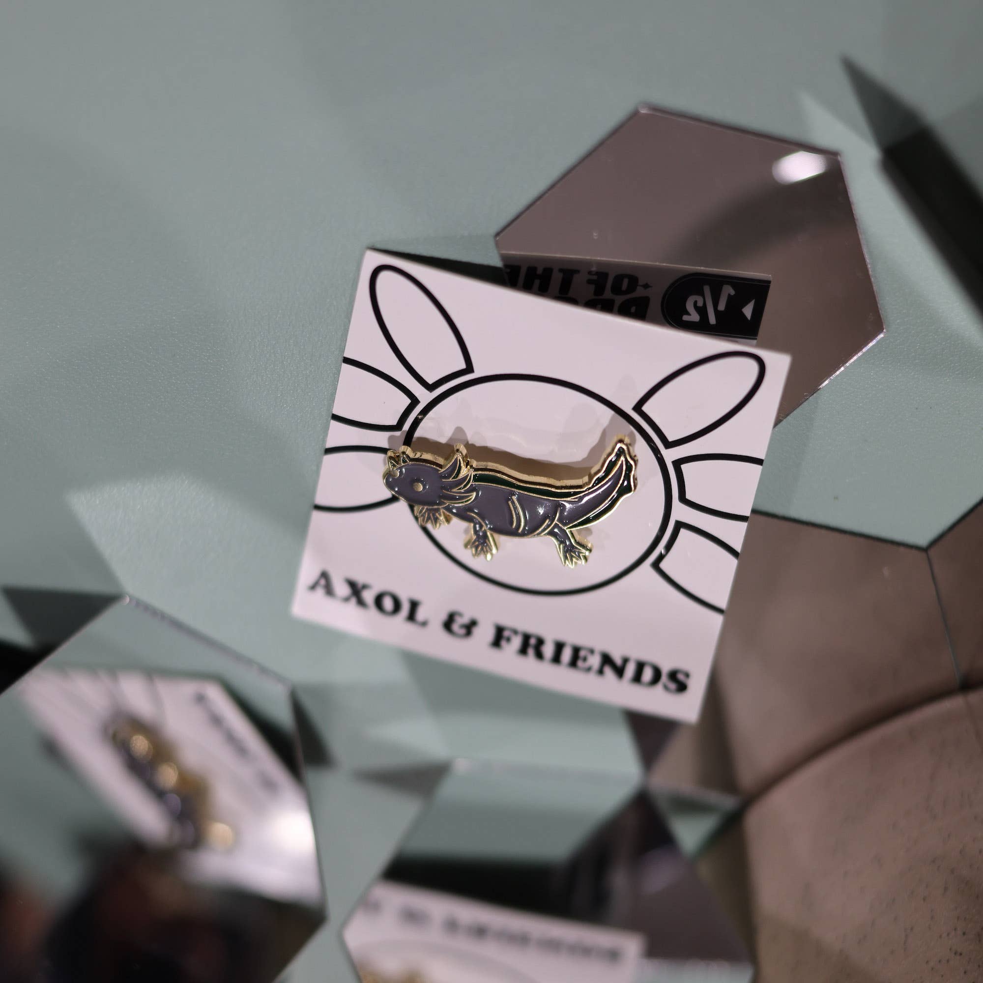 Axol & Friends - Wholesale Lapel Pin/Button - Gray Axolotl Pin - Soft Enamel, Gold1