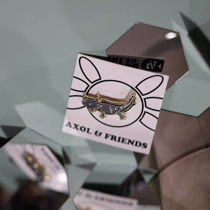 Axol & Friends - Wholesale Lapel Pin/Button - Gray Axolotl Pin - Soft Enamel, Gold1