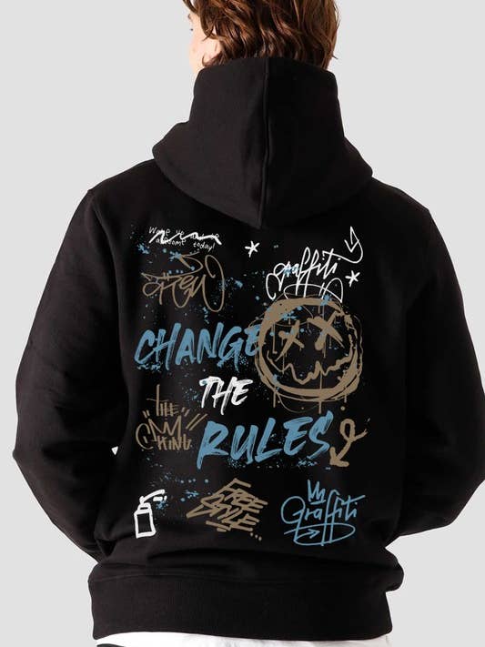 Smiley Graffitti Front and Back Hoodie for wholesale by DOTCOM