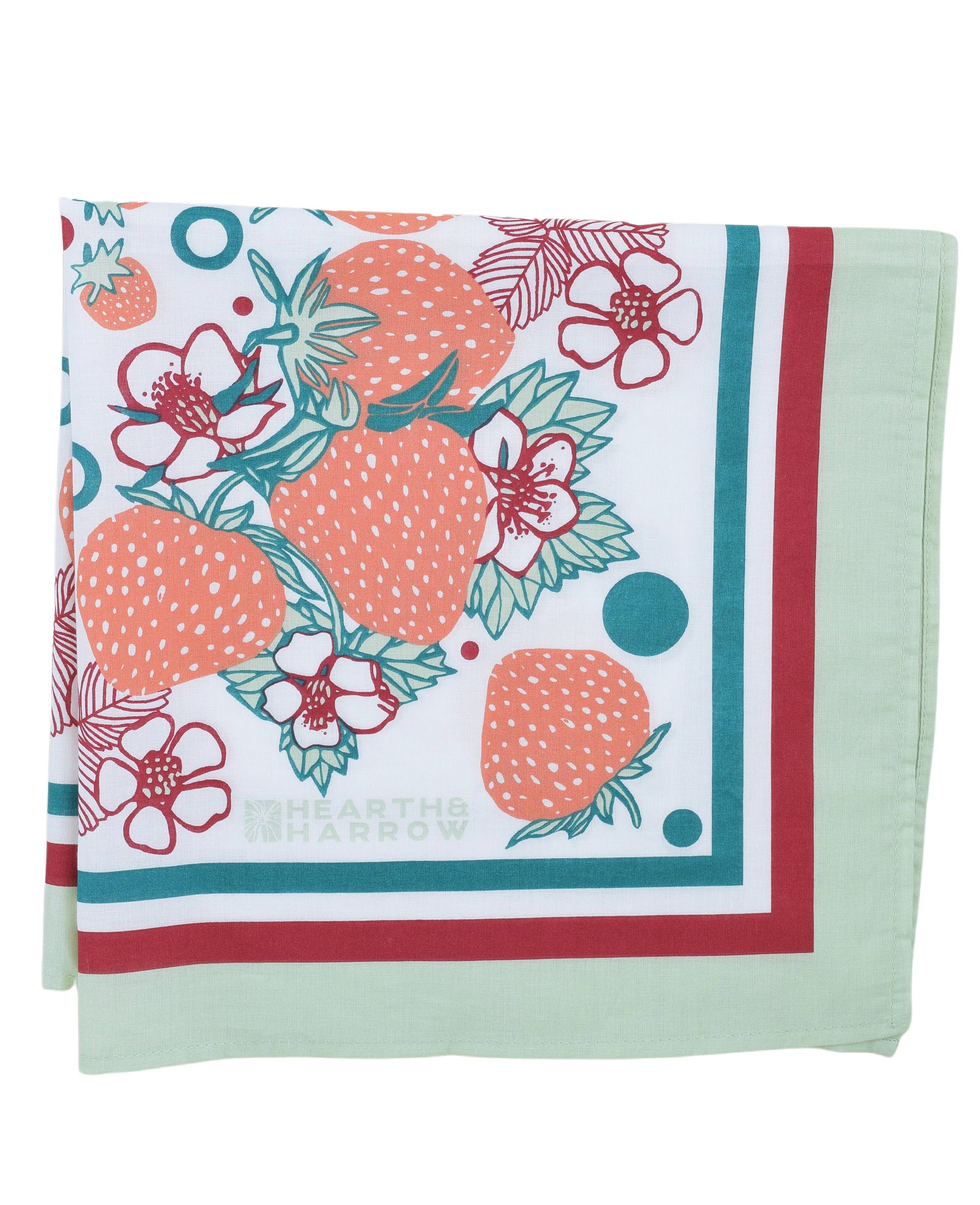 Hearth and Harrow - Wholesale Bandana - Uniseks - Strawberry Patch Bandana - 100% katoen - met de hand bedrukt6