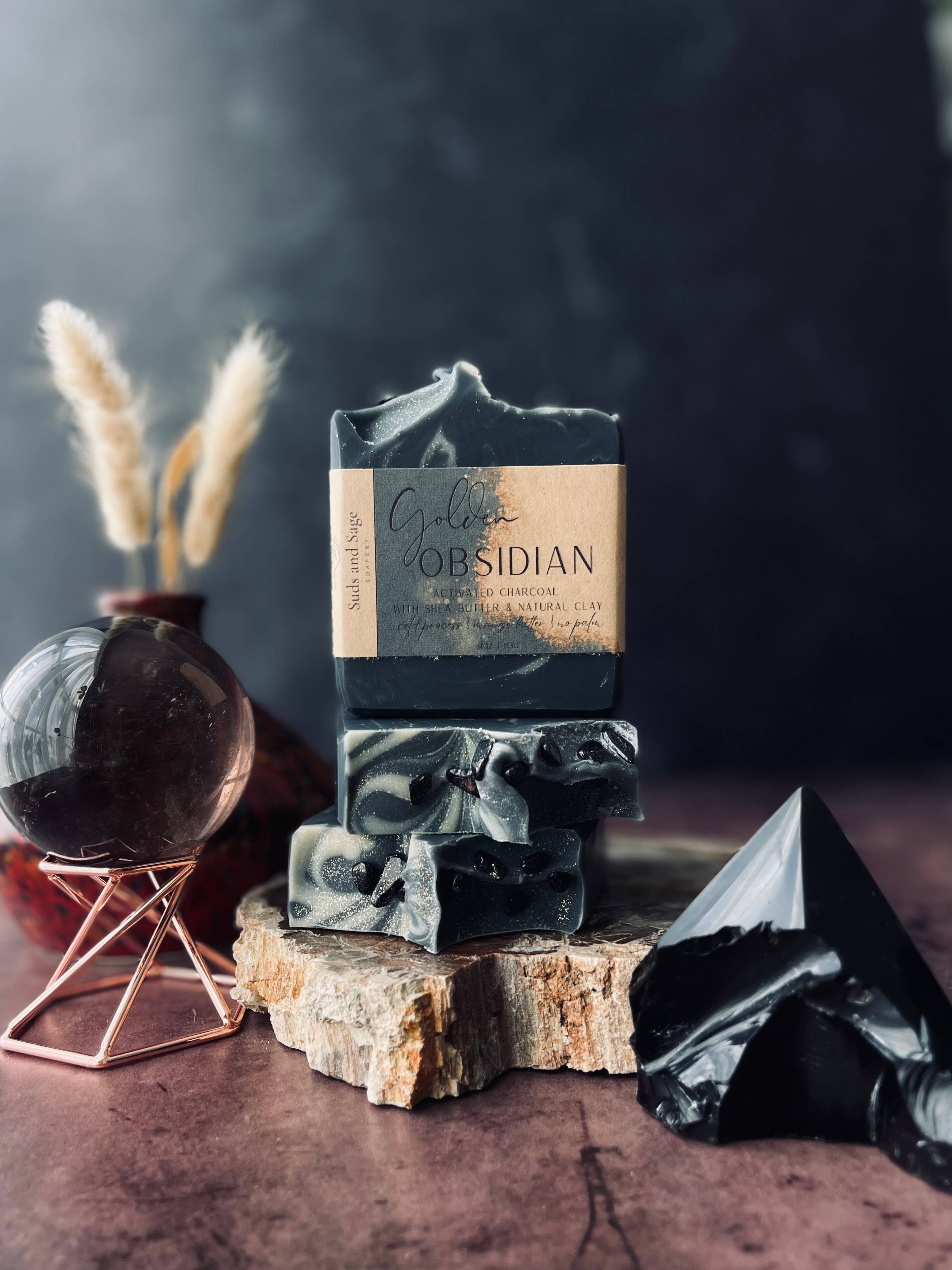 Suds and Sage - Wholesale Bar Soap - Golden Obsidian