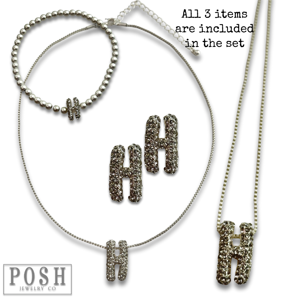Pink Panache Brands - Wholesale Jewelry Set - Rhinestone initial jewelry set11