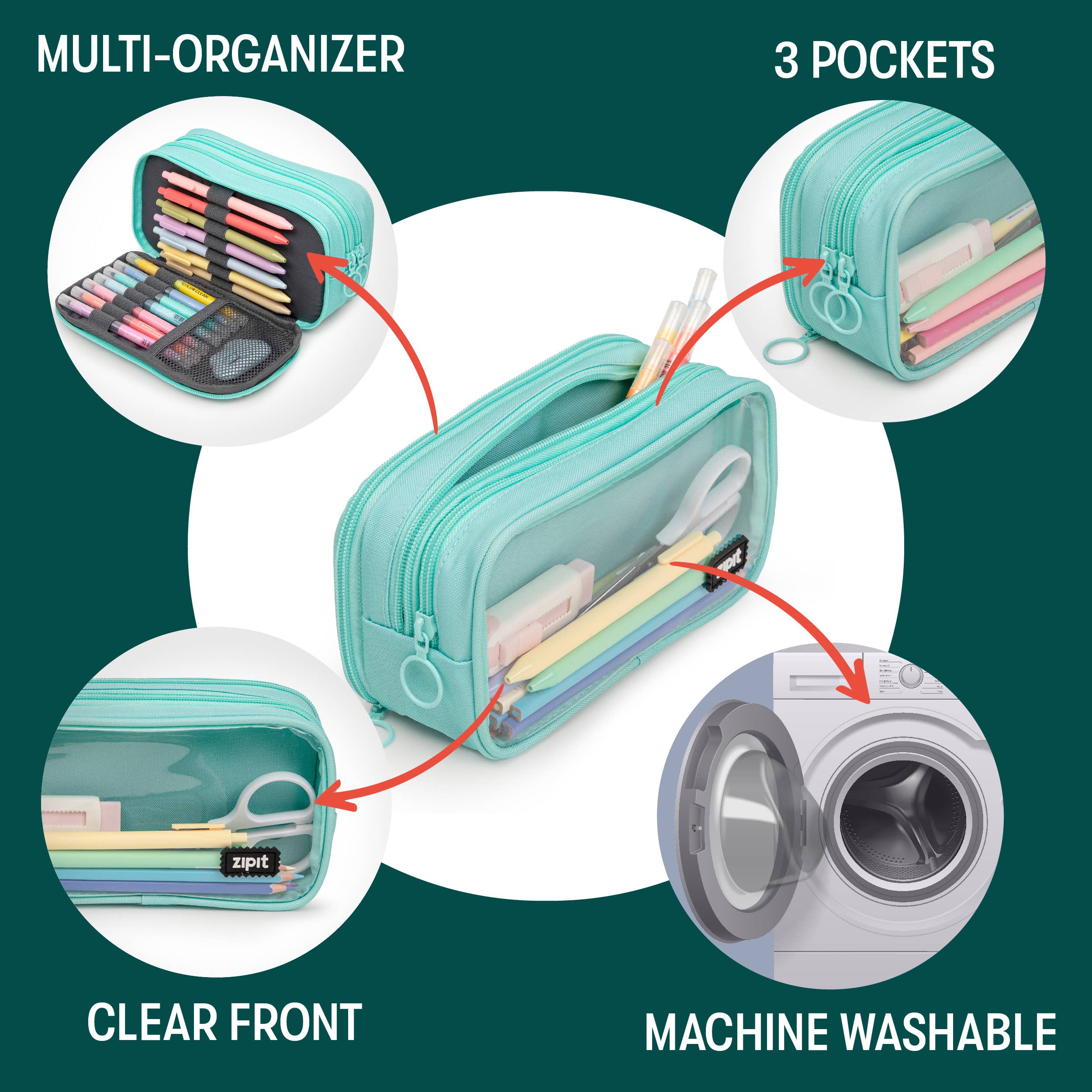 ZIPIT - Wholesale Pencil Case/Pouch - ZIPIT Half & Half Pencil Case, Aesthetic Pouch3