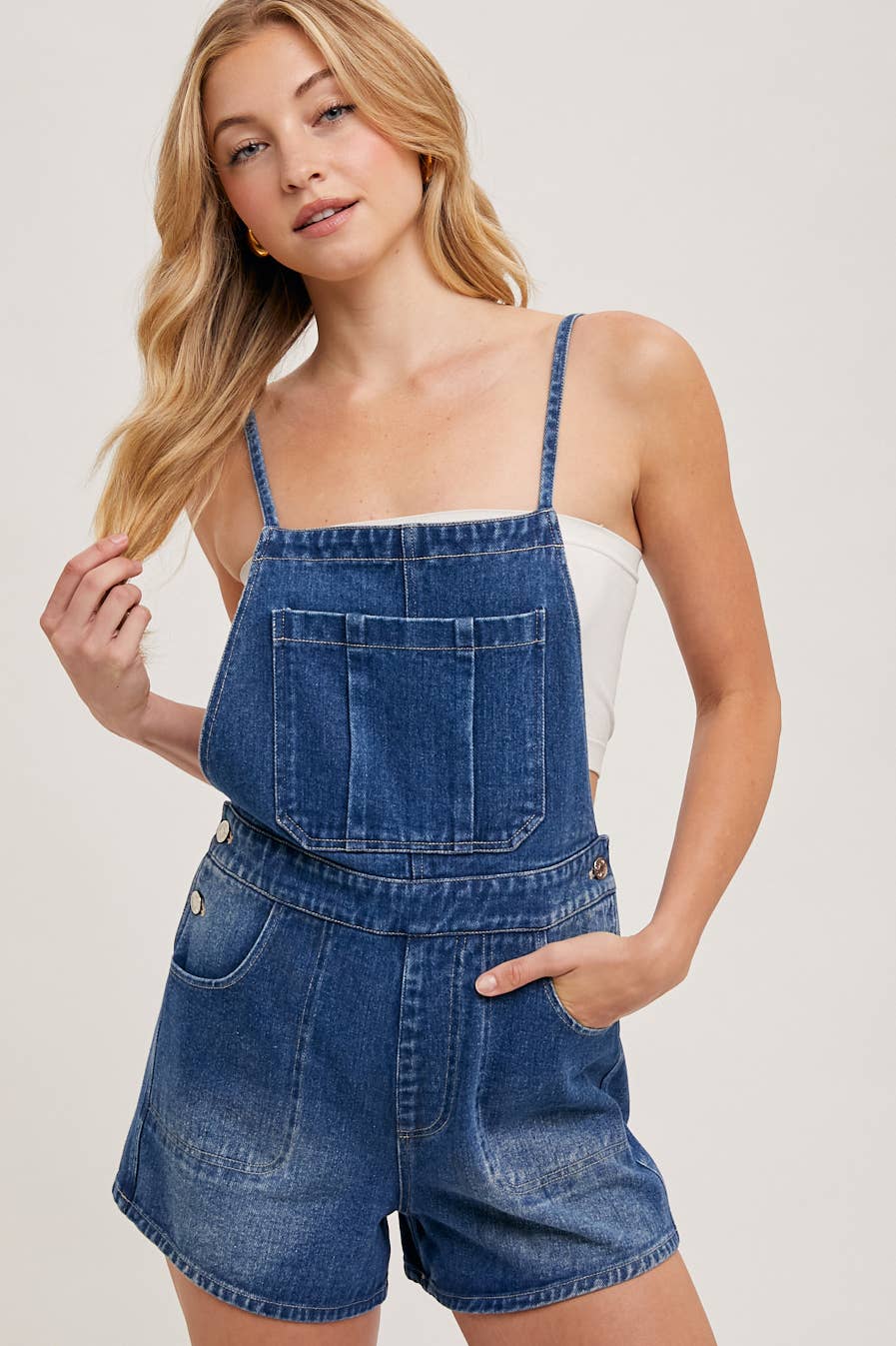 Bluivy - Wholesale Overalls - Women's - BOW-TIE DENIM OVERALL SHORTS