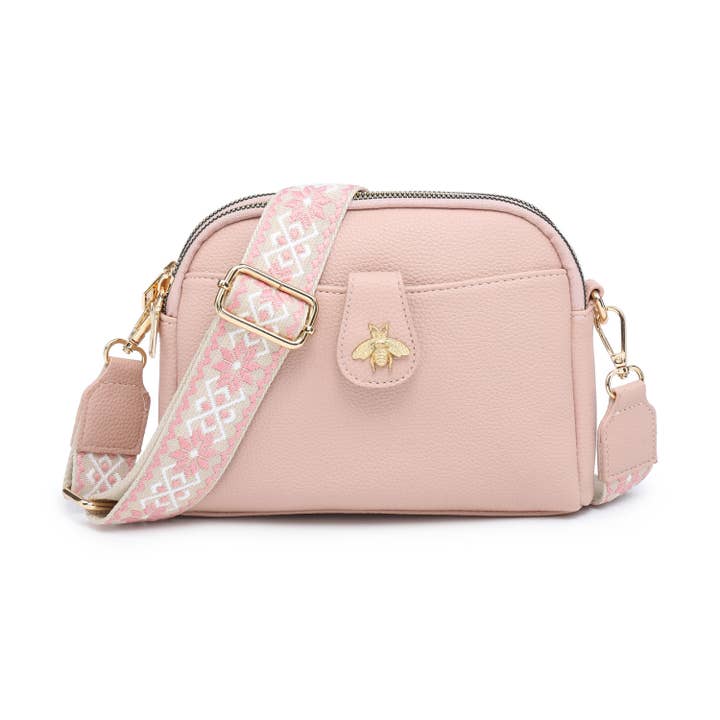 Papaya Fashion Ltd - Wholesale Crossbody bag – Women's - B23002 Bee Cross Body Handbag with double zip top sections11