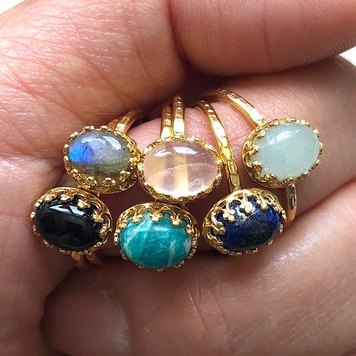 Bague réglable pierre naturelle Margaux pour la vente par YSIE