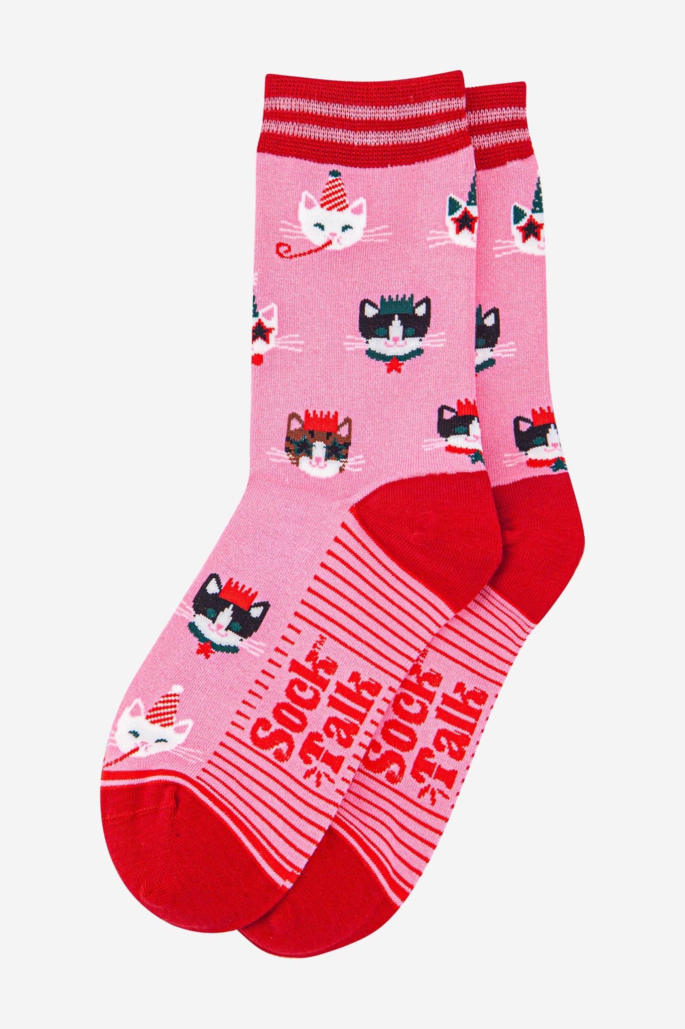 Sock Talk – wholesale Socks – Women's – Women's Bamboo Socks - Hot Pink/Red, Party Cats1