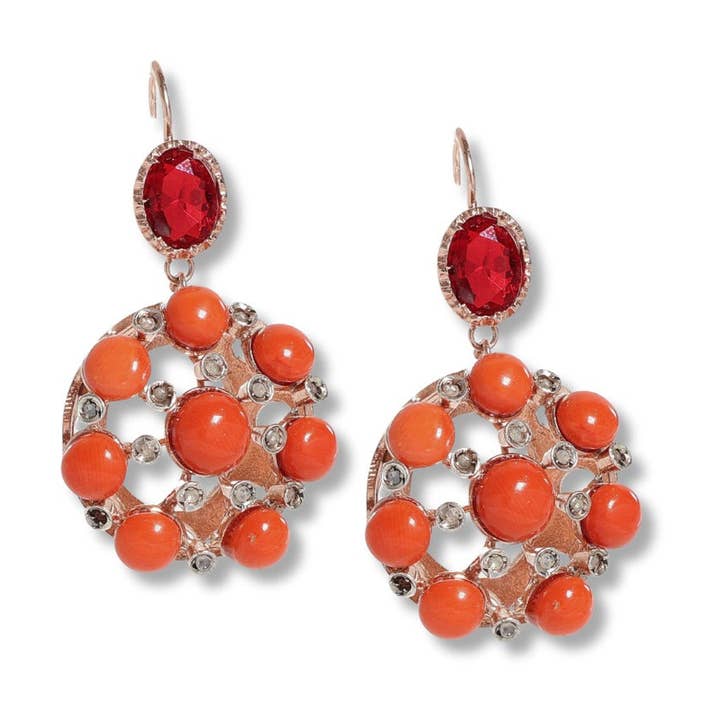 Gold Antique - Vente Boucles d'oreilles pendantes - Reproduction de boucles d'oreilles anciennes en argent 925 et or 9 Kt0