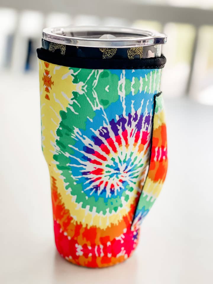 Tumbler Sleeve With Handle "Tie Dye" for wholesale by Harris Girls & Co.