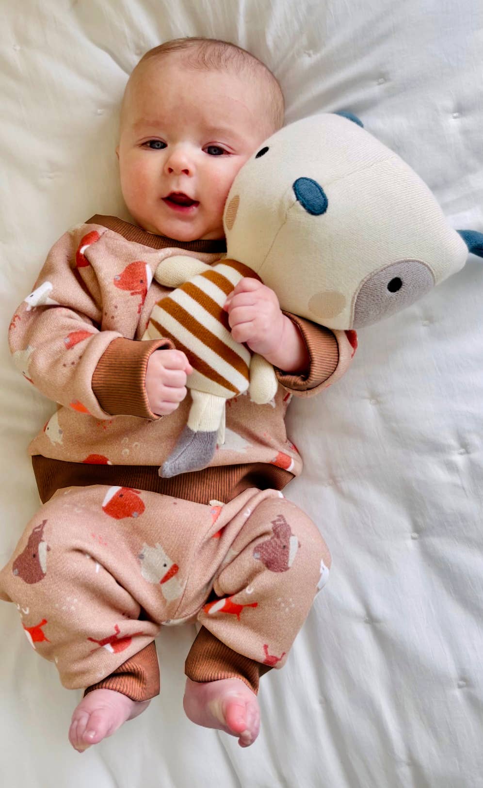 Rust Brown Yoga Dog FLEECE Baby Sweatshirt & Jogger Set -Organic Cotton for wholesale on Faire5