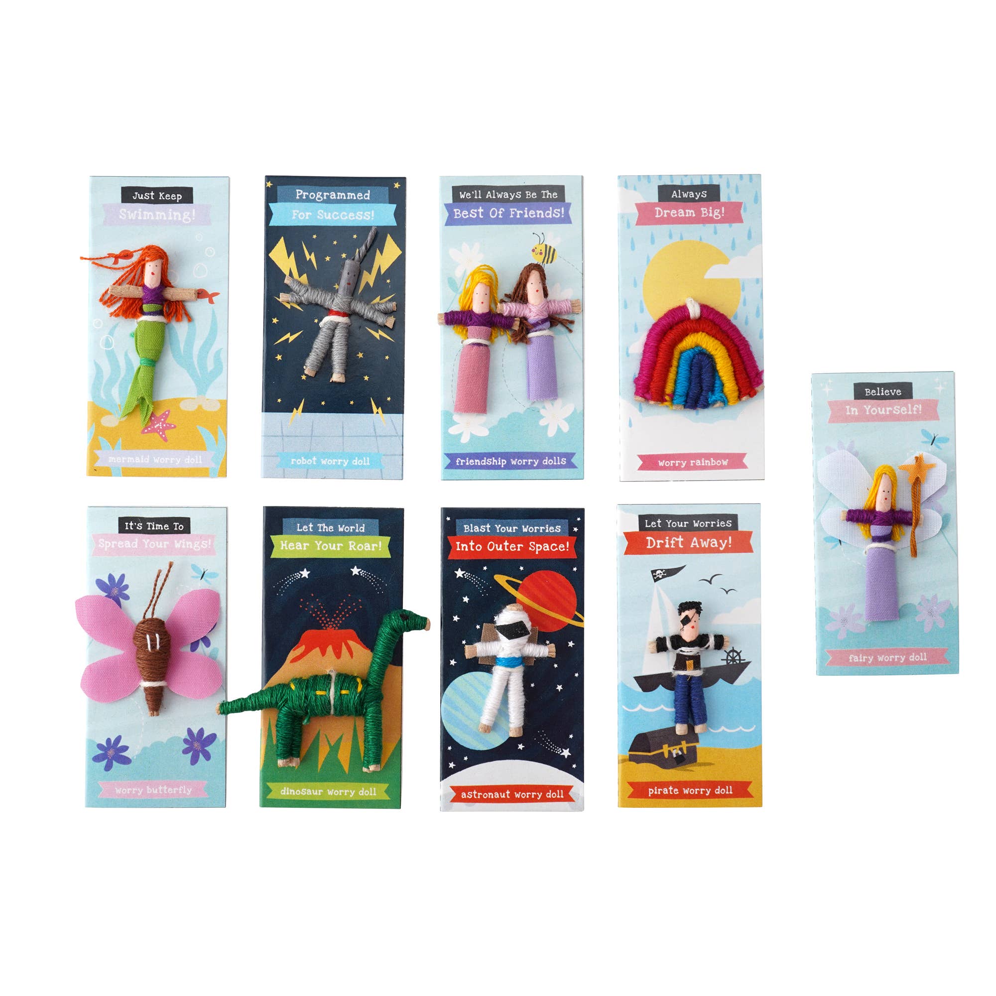 CGB Giftware - Vente Poupée – enfant - Little Tribe - Ensemble de 10 poupées anti-stress variées en panier2