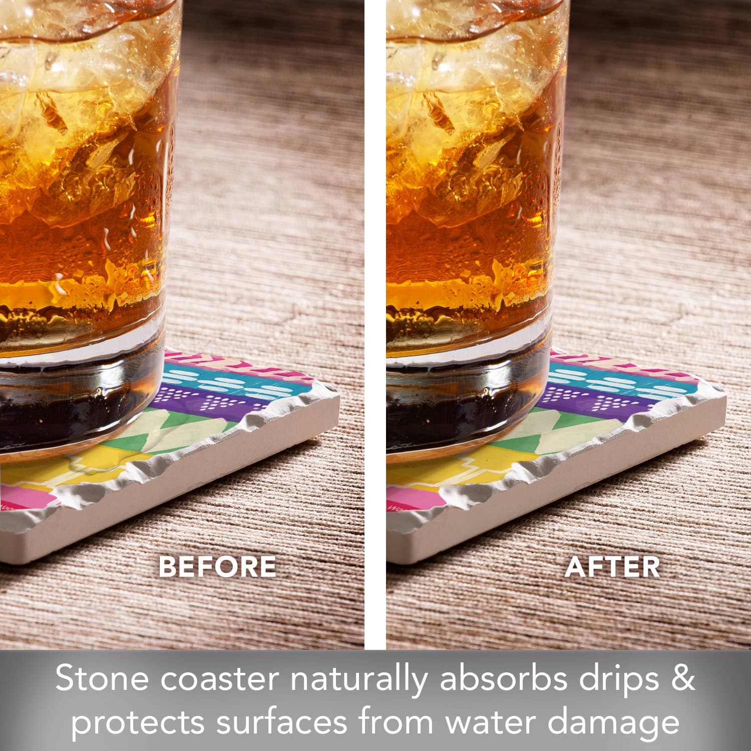 Conimar Promotions - Wholesale Coasters - "Color Fiesta" Single Tumbled Tile Coaster   4