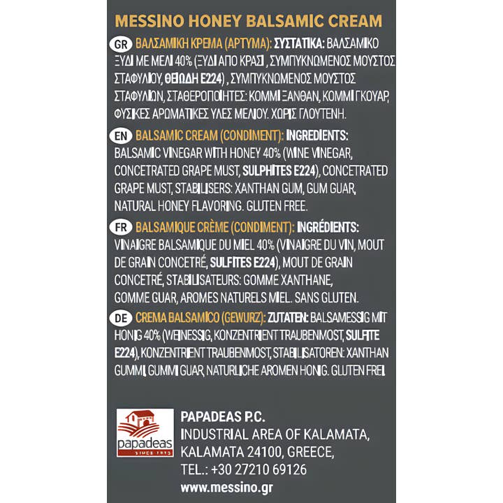 Oilladi - Wholesale Vinegar - Messino Honey Balsamic Cream (Glaze)4