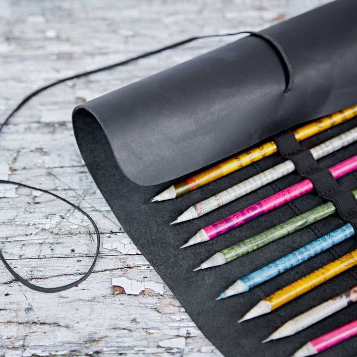 The Paper High Gift Company Limited - Venta al por mayor Estuche para lápices - Estuche enrollable de piel de búfalo para lápices, hecho a mano
