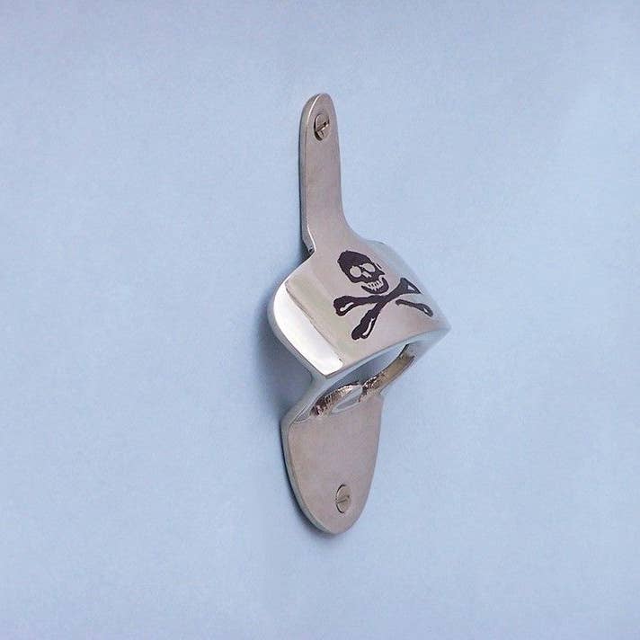 Hampton Ironworks - Wholesale Bottle/wine opener - Chrome Pirate Skull and Crossbones Wall Mounted Bottle Opene1