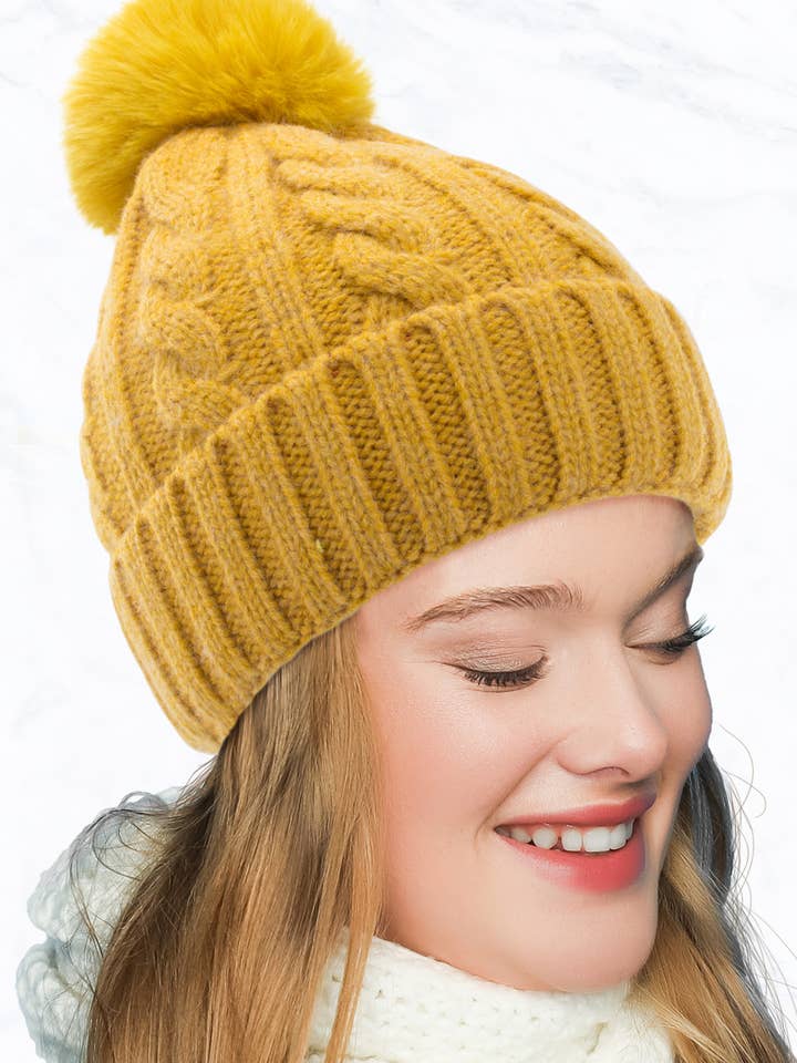 New Autumn and Winter Solid Color Thick Twist Adult Hat for wholesale by Suzie Q USA