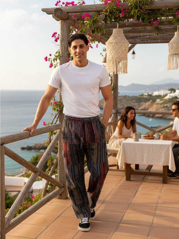 Kimago Look - Wholesale Pants - Men's - Kimago unisex ethnic patchwork pants0