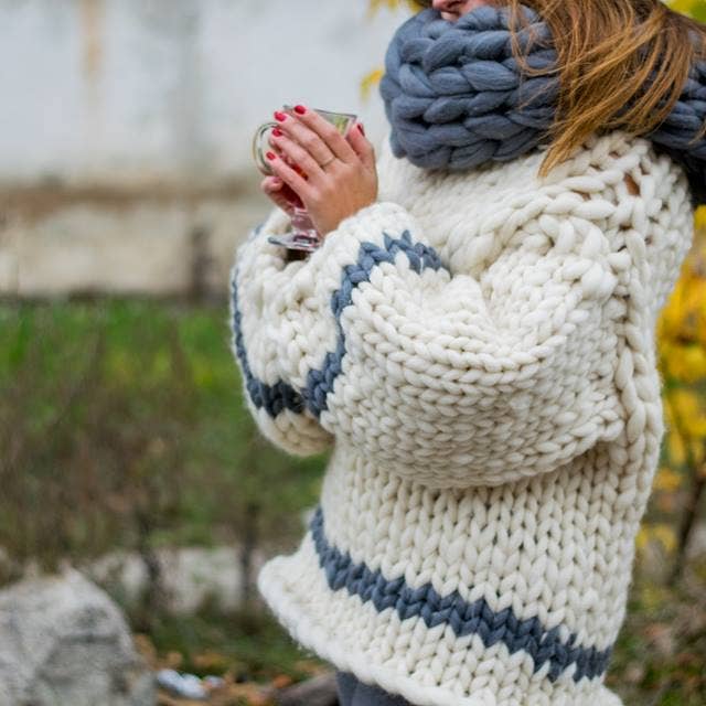 woolexperts – wholesale Halsduk - Dam – Chunky stickad halsduk Winter Scarf Infinity halsduk 100% ull8