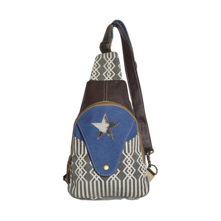 Upcycled Canvas & Leather Men Women Washo Fanny Pack for wholesale by Hopofly Bags