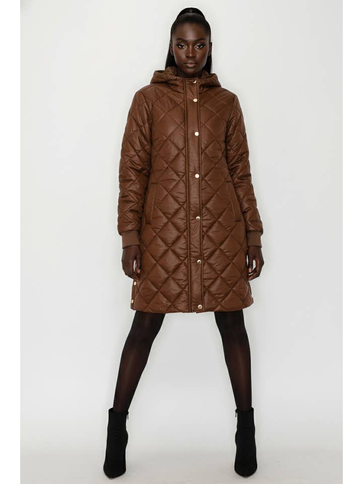 5besties inc - Wholesale Jacket – Women's - QUILTED HOODIE ZIP-UP BUTTONED JACKET5