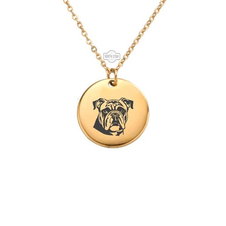 North Star Rustics - Wholesale Pendant/Charm Necklace - English Bulldog Dog Necklace - Puppy Gold or Silver Gift