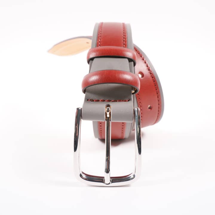 Tailorbelt - Wholesale Belt - Men's - Gray and Merlot Tuscany leather men's sports belt1