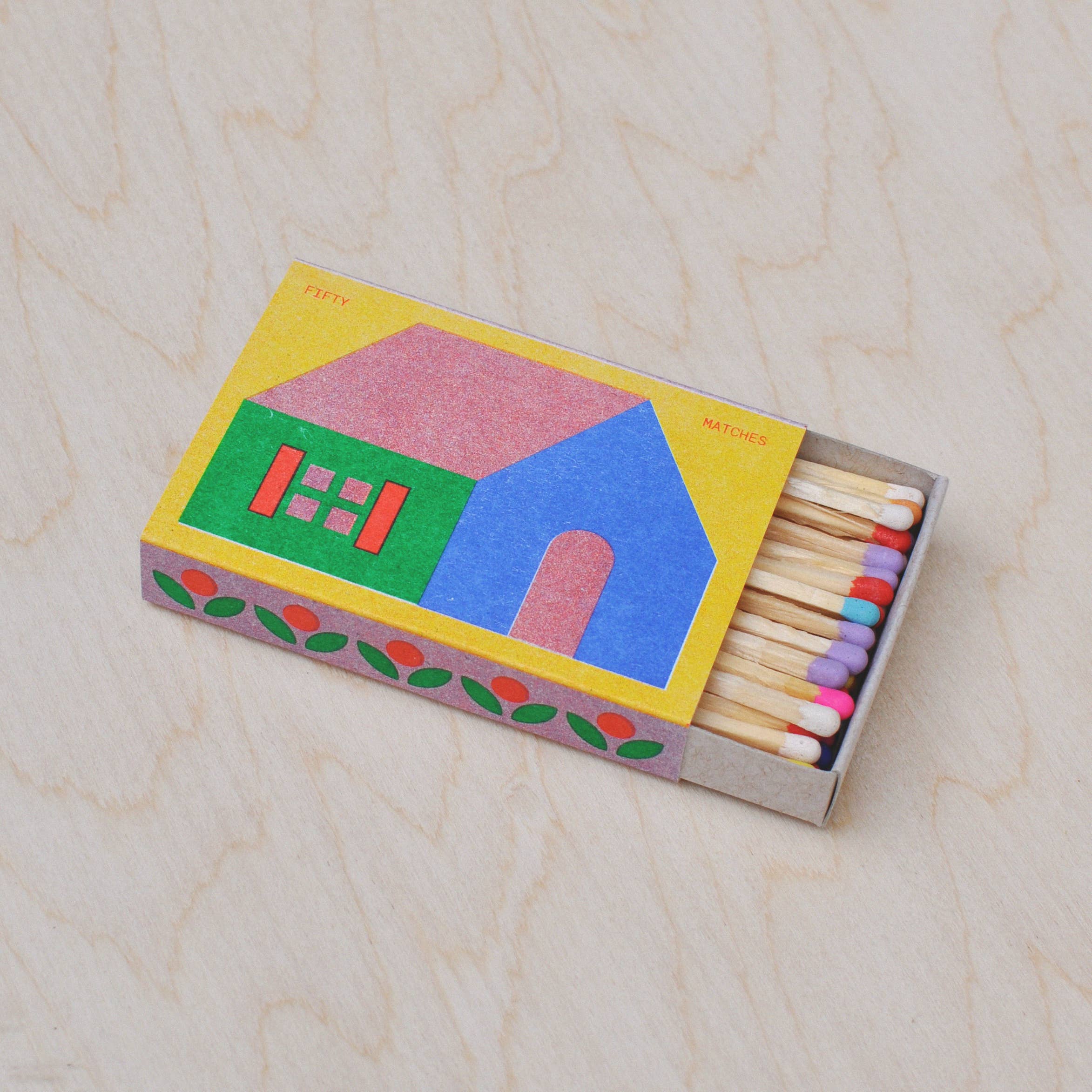 Sunroom - Wholesale Matches - "House" Risograph Printed Matchbox