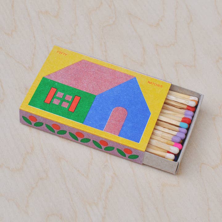 "House" Risograph Printed Matchbox for wholesale by Sunroom