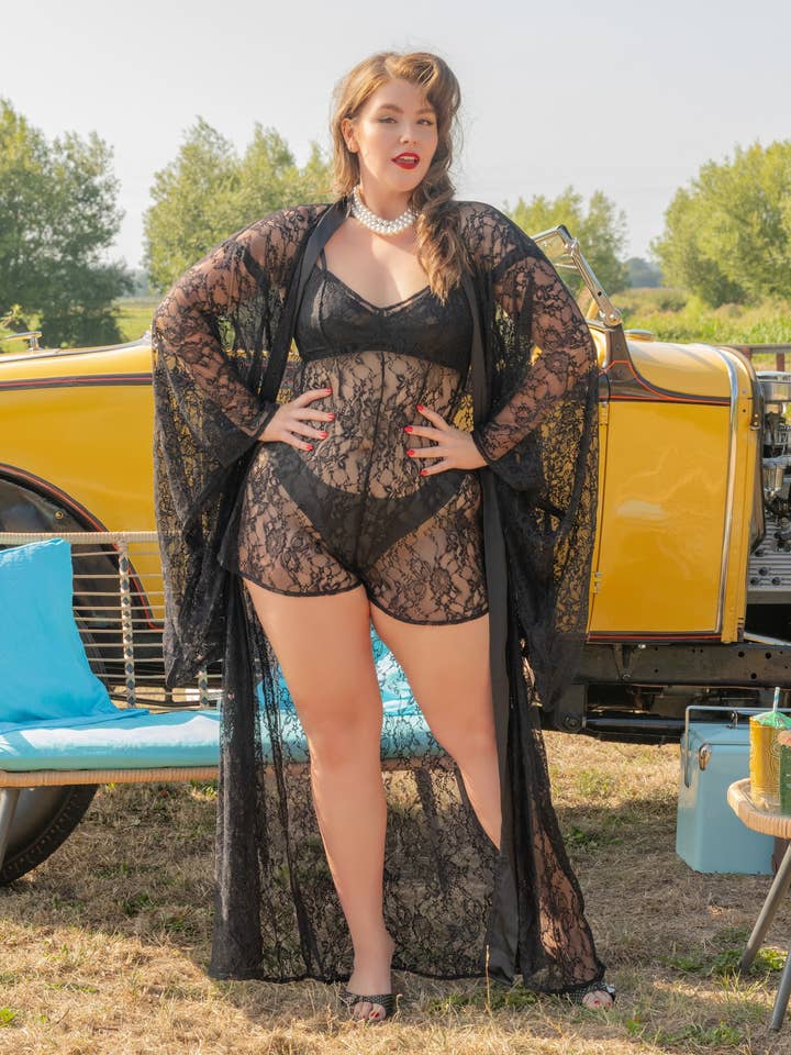 Long Black Lace Kimono for wholesale by What Katie Did