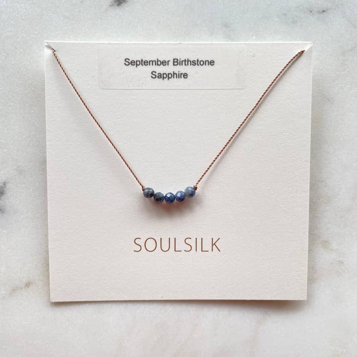 Sapphire Birthstone Necklace, September Birthstone Necklace Gemstone Jewelry for Her for wholesale by Soulsilk