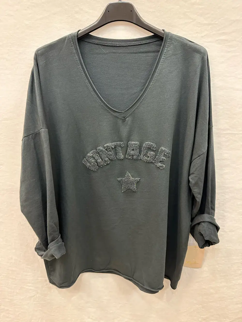 Mimi & Gogo – Großhandel Sweatshirt – Damen – Vintage Sweatshirt mit gesticktem Stern, Einheitsgröße3