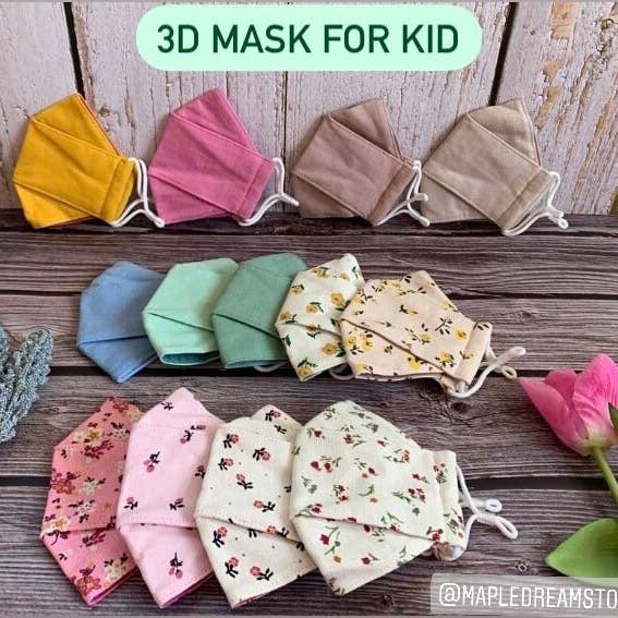 3D Mask|Handmade 3D Origami Floral Linen & Muslin Childrens for wholesale by Maple Dream Store