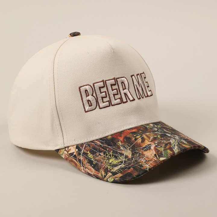 Fashion City - Wholesale Trucker Hat - Unisex - BEER ME Embroidery Leopard Camo Trucker Hat