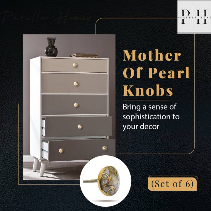 Perilla Home – wholesale Knob/pull – Set of Six Brass Mother Of Pearl Knobs11