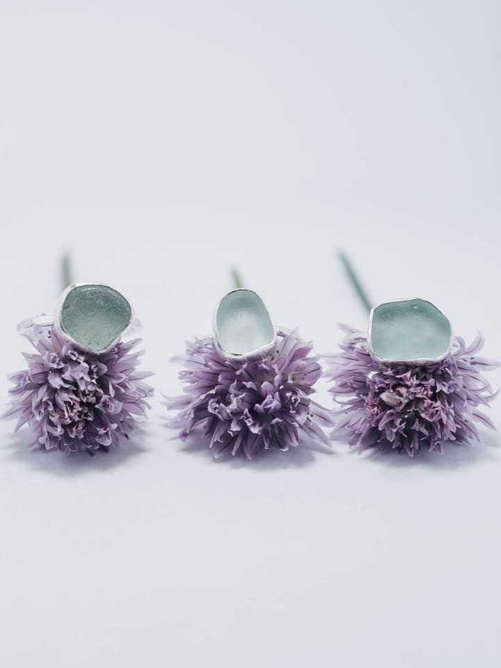 Bague en verre de mer bleu pour la vente par Ebb and flow