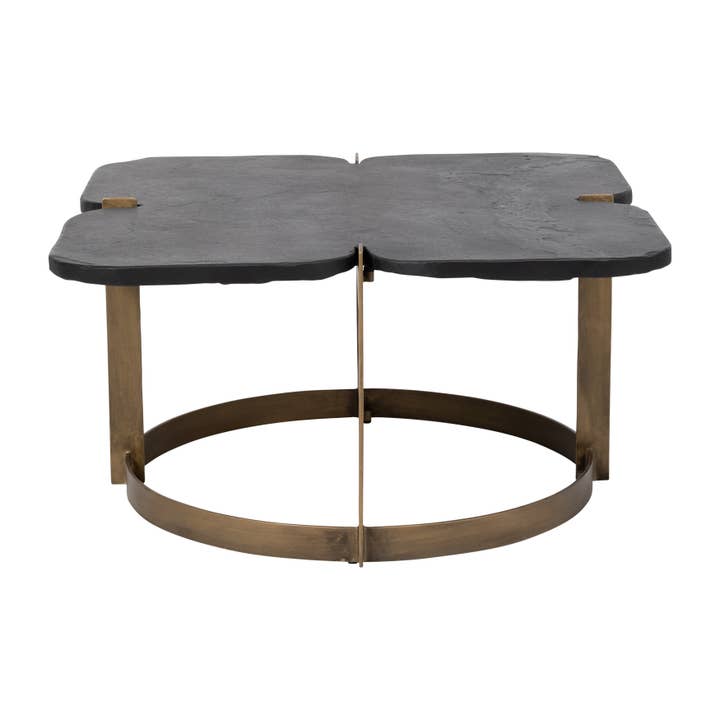 Sagebrook Home - Wholesale Coffee Table - 32 in.Black/Gold Metal and Stone Square Coffee Table