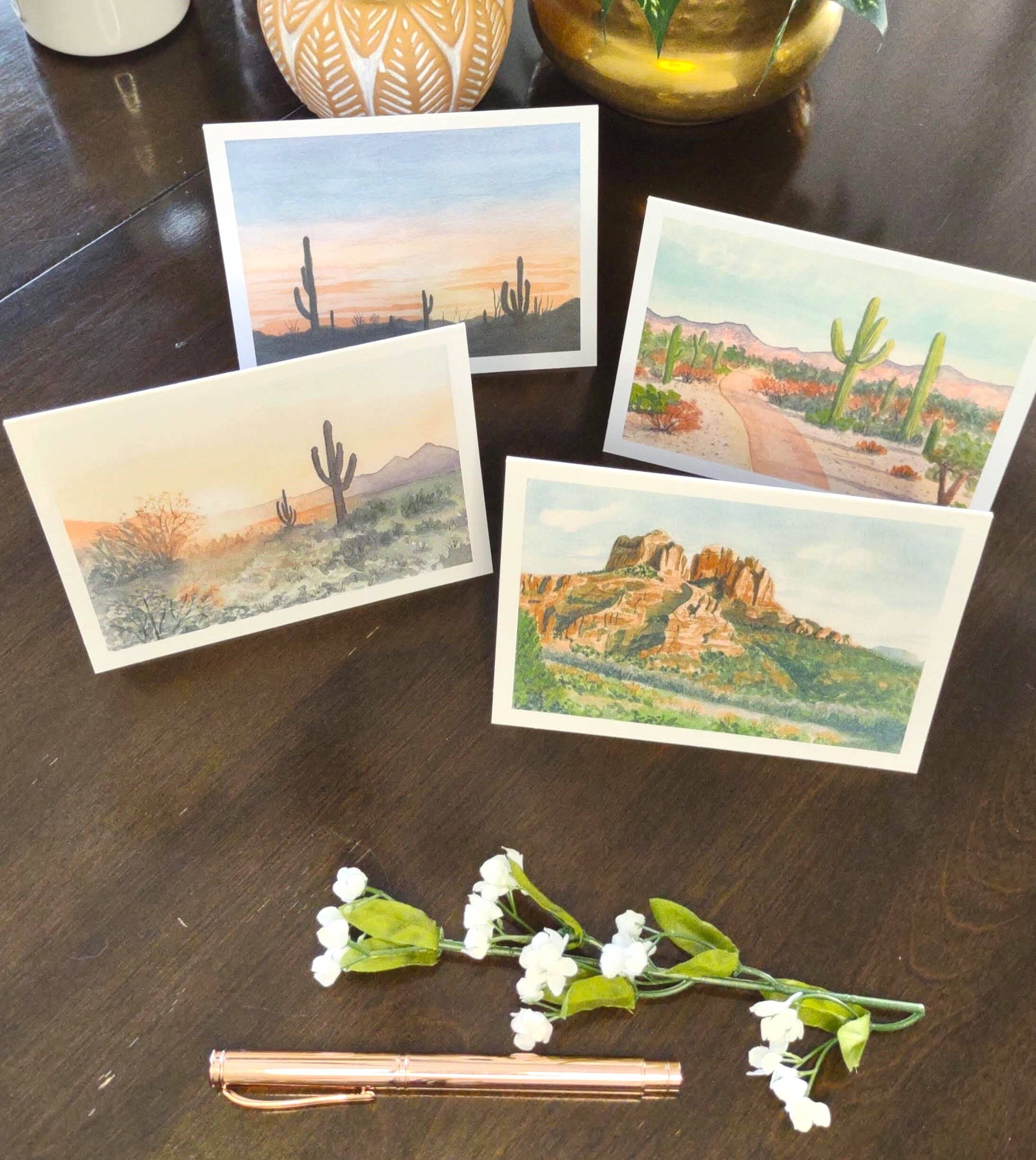 Kathryn Paul Fine Art - Wholesale Stationery/Notecard Set - Desert Watercolor Notecards: Southwest Art Blank Set5