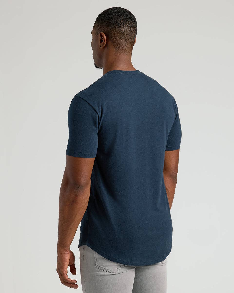 True Classic - Wholesale T-Shirt - Men's - Navy Short Sleeve Tall Curved Hem Crew2