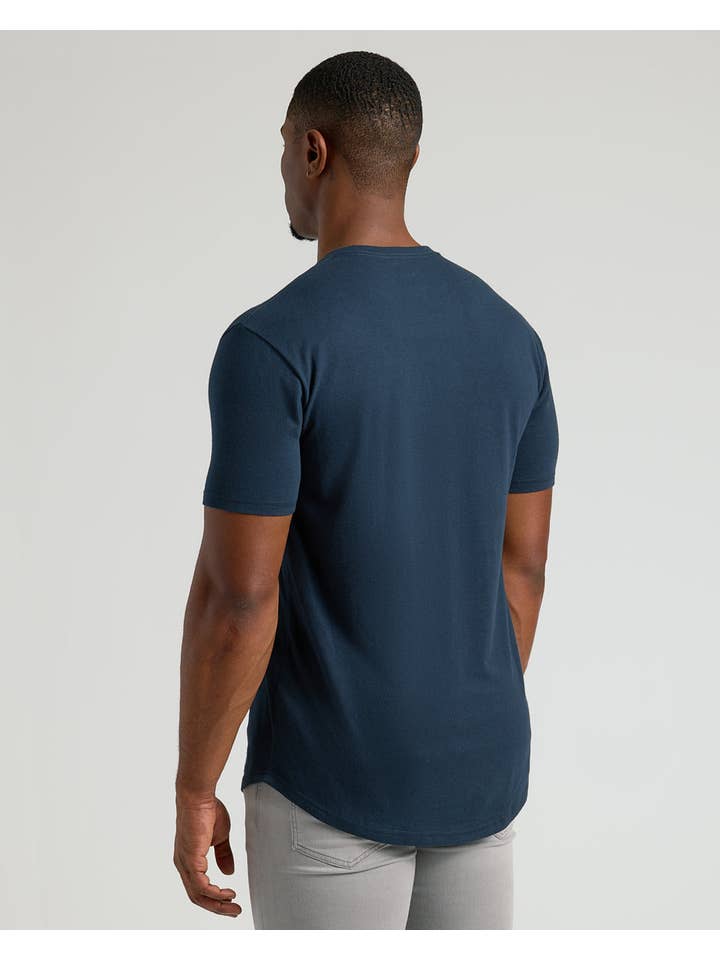 True Classic - Wholesale T-Shirt - Men's - Navy Short Sleeve Tall Curved Hem Crew2