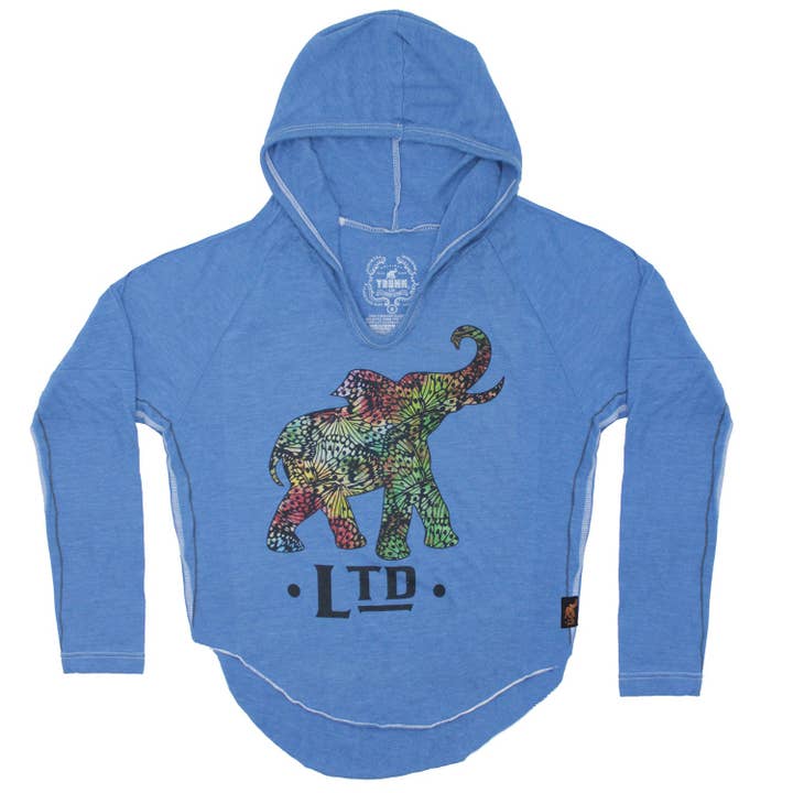 Elephant Azure Non-Fleece Trunk LTD Youth Pull Over Hoodie Hooded Sweatshirt for wholesale by Rockabilia