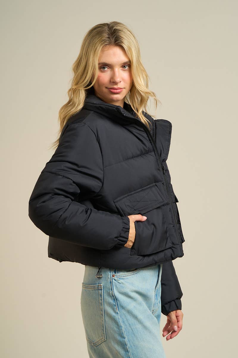 ANWND - Wholesale Puffer Jacket - Women's - 2326-Utility Pocket Puffer Jacket12