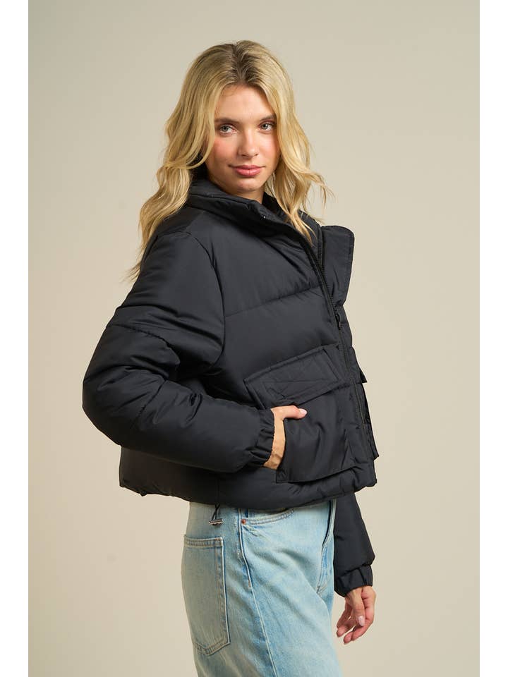 ANWND - Wholesale Puffer Jacket - Women's - 2326-Utility Pocket Puffer Jacket12