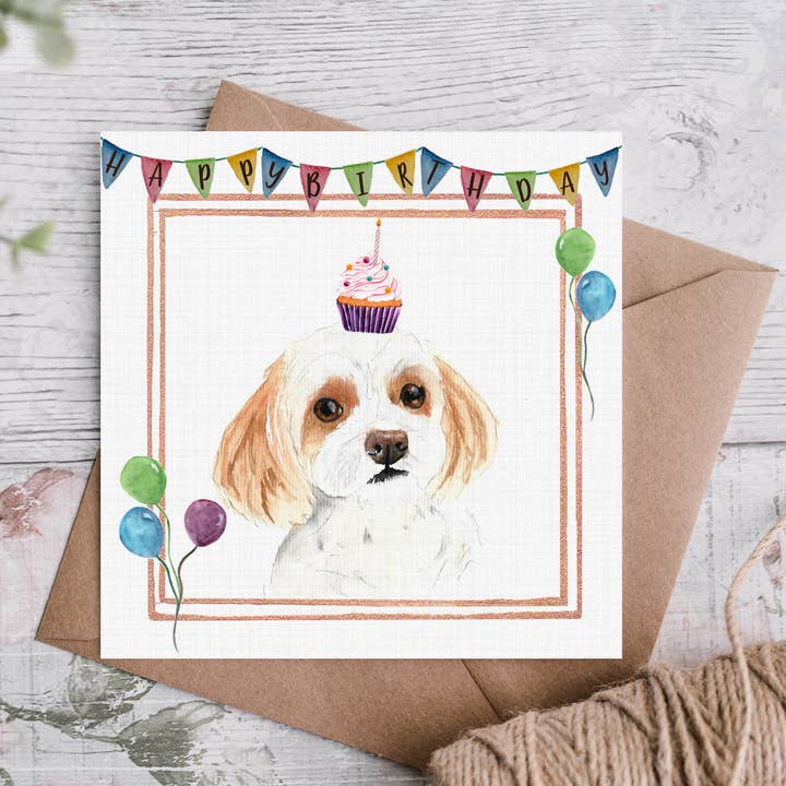 Cartão de aniversário Cavachon por atacado de Cloud Jellybean Art