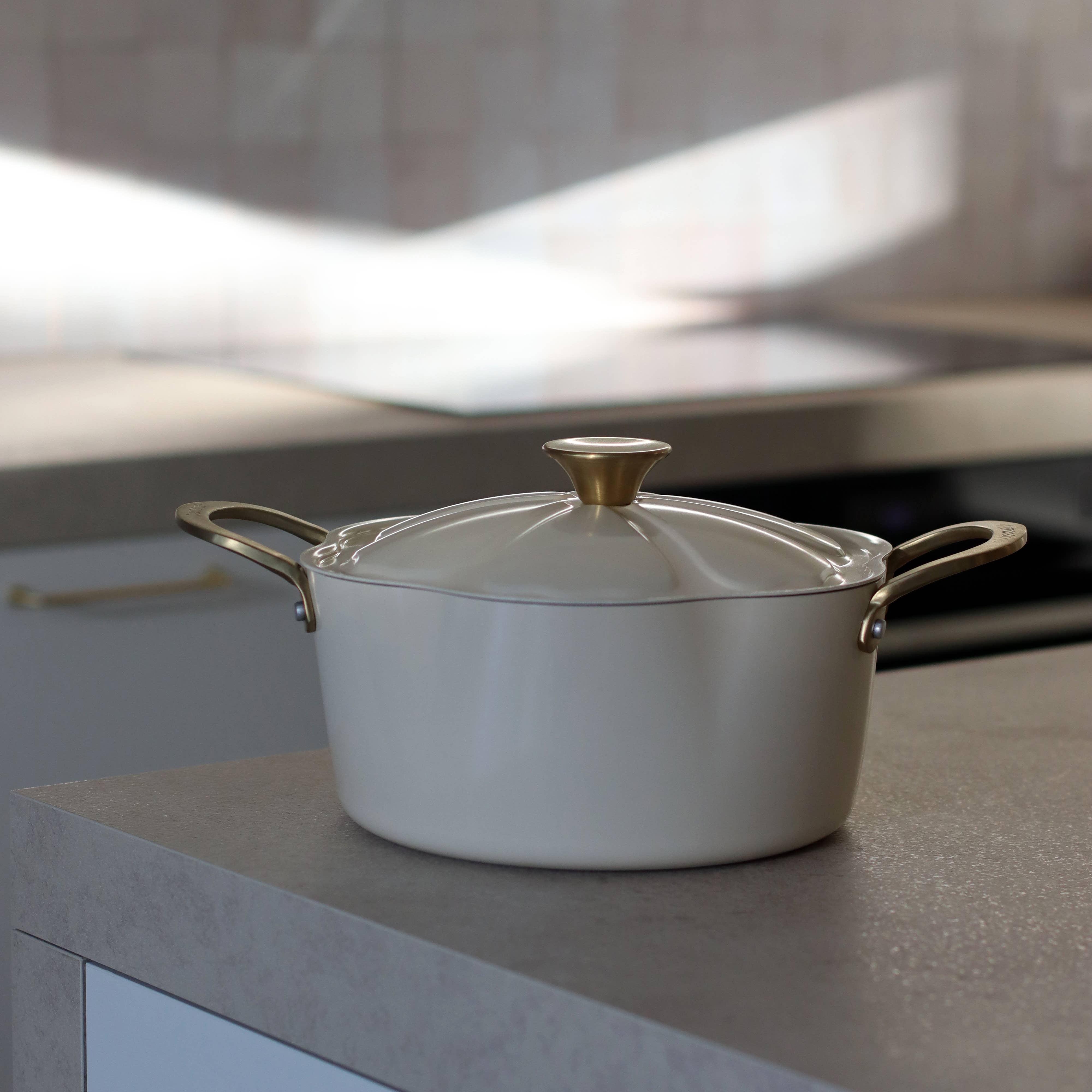 Menastyl - Wholesale Cooking Pot - Dahlia Dutch oven 24cm in recycled beige aluminum with lid6