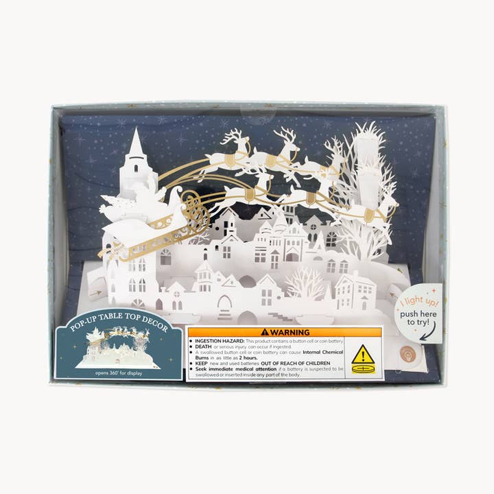 Up With Paper - Wholesale Christmas Decoration - Christmas Flying Reindeer Table-Top Pop-Up Decor with Light
