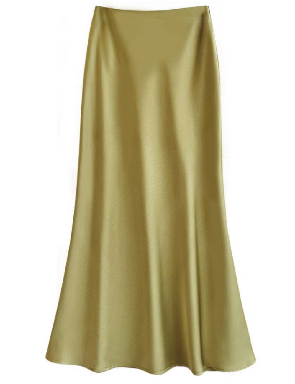 Sweetkama - Wholesale Skirt - Women's - Ladies Satin Elastic Wait Pearlescent Midi Skirt SKS5045312