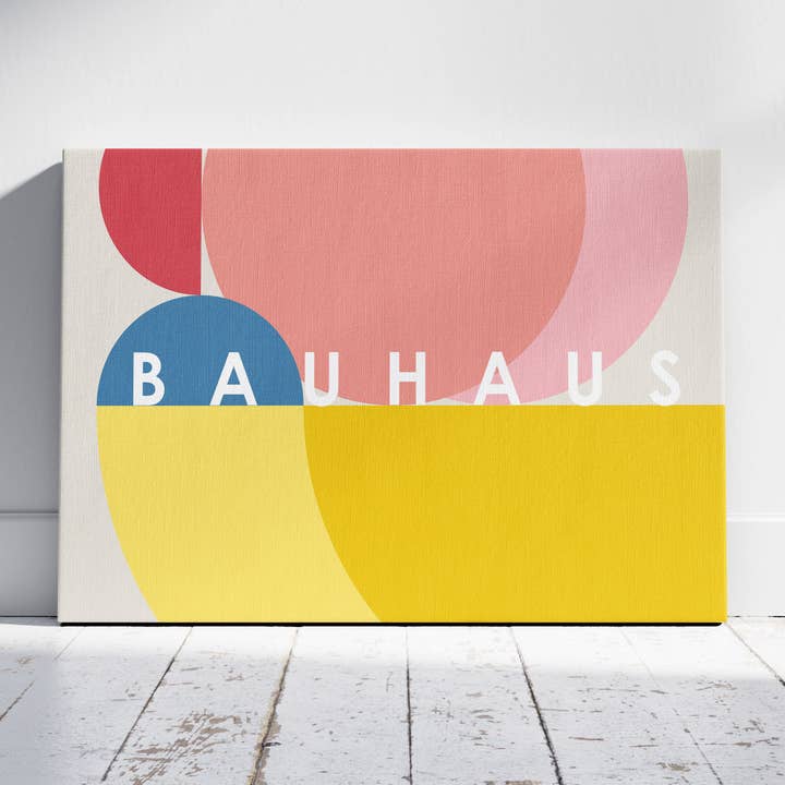 Colourful Abstract Bauhaus Geometric Shapes - Framed Canvas Wall Art Print for wholesale by House Prints